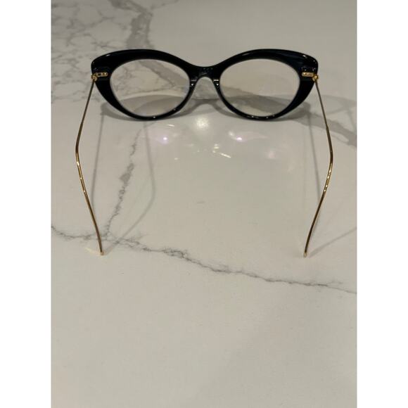 illesteva‎ Beth Black Cat Eye Gold Frame Glasses Made in Italy EUC main image 5